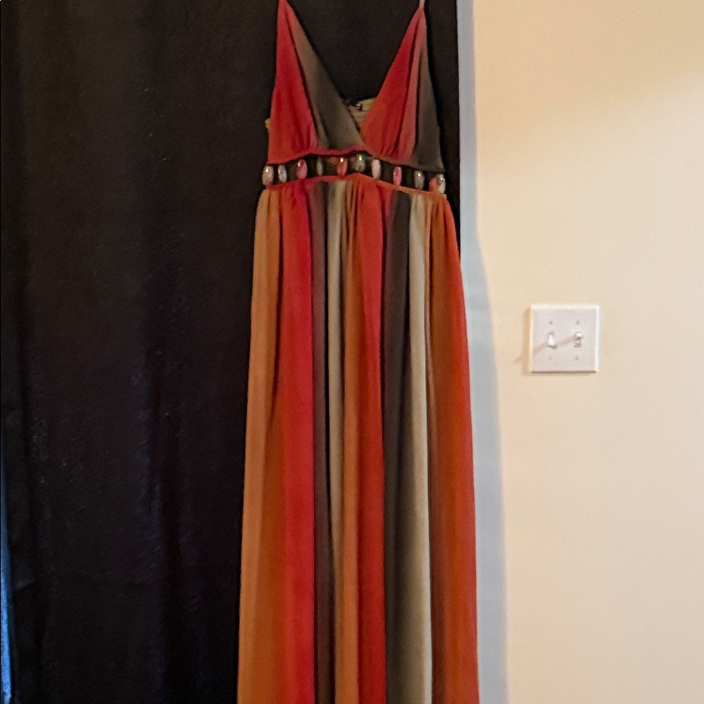 Fashion Nova Red and Brown Maxi Dress